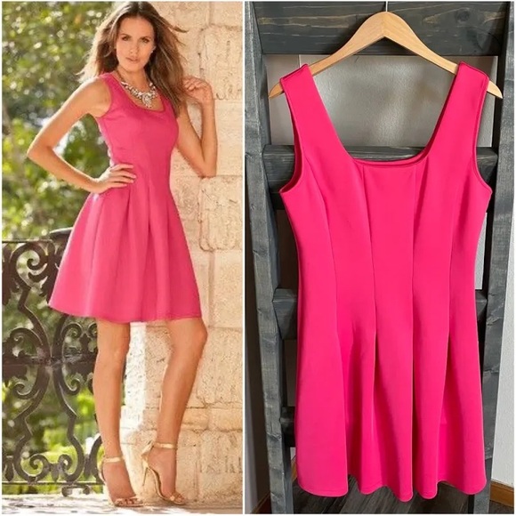 Boston Proper Dresses & Skirts - Boston Proper Pink Scuba Fit Flare Dress Pleated Skirt Sleeveless Size 2 NWT